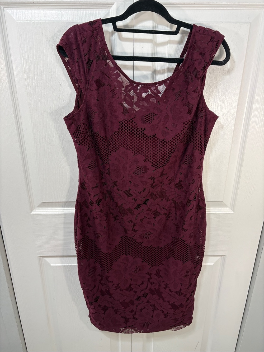 le chateau Burgundy Floral Lace Mini Dress - Picture 3 of 9